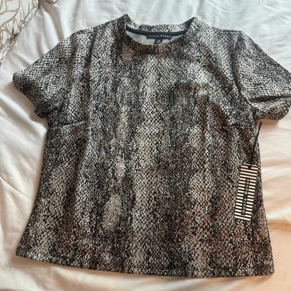 Haute Monde Monochrome Patterned Top